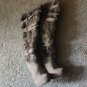JustFab tan and faux fur Galinah shoe boots sz 10